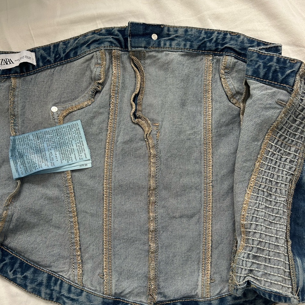 Zara Denim Corset Bustier Strapless Top - Picture 6 of 6